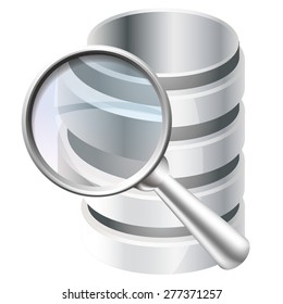 Metal magnifier and database icon, concept of icon 