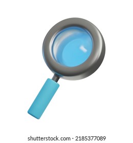 Metal magnifier with transparent glass. Vector search icon. 3d icon in a modern style