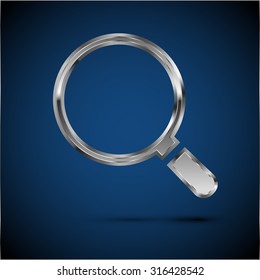 Metal Magnify realistic glossy vector icon or sign