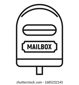 Metal mailbox icon. Outline metal mailbox vector icon for web design isolated on white background