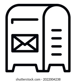Icono de buzón de correo de metal. Icono del vector del buzón de esquema metálico para el diseño web aislado en fondo blanco