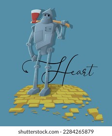 A metal man with the word Heart behind him