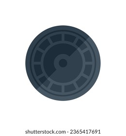 Vector plano de icono de alcantarilla metálica. Camino de la ciudad. Acero circular aislado