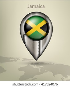 metal map marker steel with glare and shadows jamaica