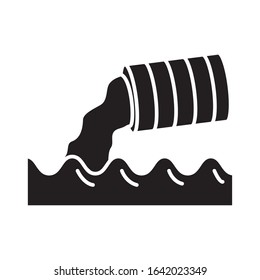 metal marrel polluting the water flat style icon vector illustration design