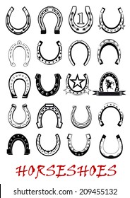 Metal mascot luck horseshoe symbols set, isolated on white background . Suitable for sport and lucky logo or concept design