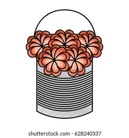 metal mason jar with flowers isolated icon