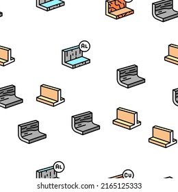Metal Material Construction Beam Vector Seamless Pattern Thin Line Illustration