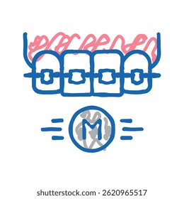 Material de metal Tirantes de dientes Doodle Icono Croquis Vector. Material de metal Tirantes de dientes Signo. Ilustración de símbolo aislado