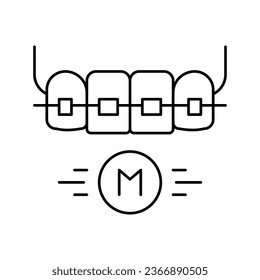 metal material tooth braces line icon vector. metal material tooth braces sign. isolated contour symbol black illustration
