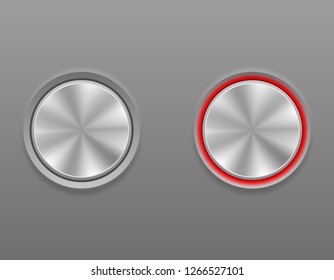 metal media button on and off position stock vector illustration at gray background