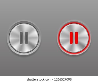 metal media button pause on and off position stock vector illustration at gray background