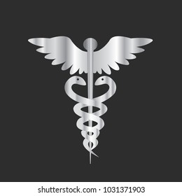 Metal Medical Icon - Caduceus - Rod of Hermes