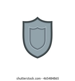 Metal medieval shield icon in flat style on a white background