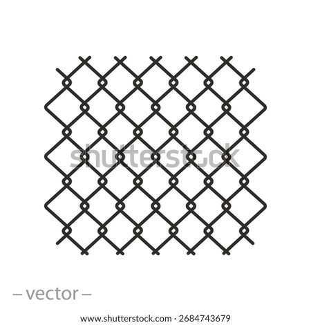 metal mesh icon, rabitz wire, steel lattice, fence or enclosure, thin line symbol on white background - editable stroke vector illustration eps10
