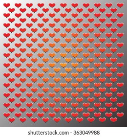 Metal mesh stencil Hearts shape in red pattern vector illustration design.