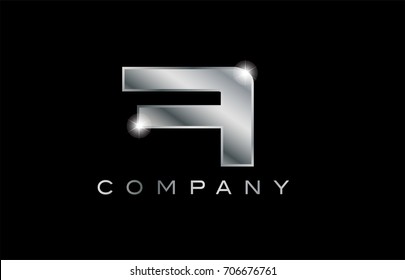 A metal metallic silver logo on a black blackground