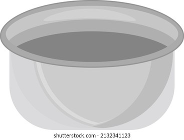 Metal Mixing Bowl, Illustration, Vector On A White Background.