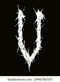 Metal music band font. White letter on black background.