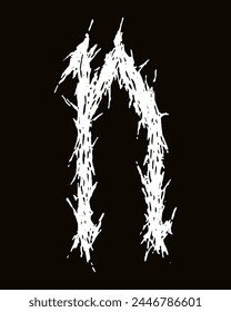 Metal music band font. White letter on black background.