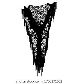 
Metal music band's font.Black letter with smudges on white background.