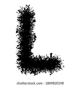 Metal music band's font.Black letter with smudges on white background.