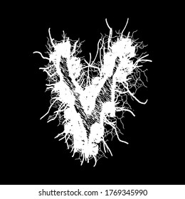 
Metal music band's font.White letter with smudges on black background.