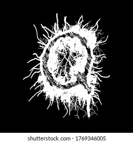 
Metal music band's font.White letter with smudges on black background.