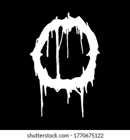 Metal music band's font.White letter with smudges on black background.