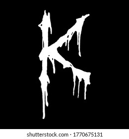 Metal music band's font.White letter with smudges on black background.