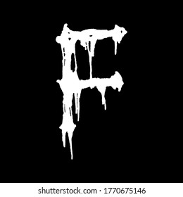 Metal music band's font.White letter with smudges on black background.