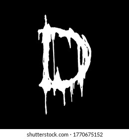 Metal music band's font.White letter with smudges on black background.