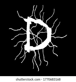 Metal music band's font.White letter with smudges on black background.