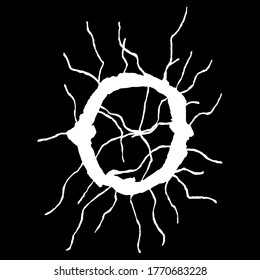 Metal music band's font.White letter with smudges on black background.
