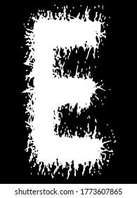 Metal music band's font.White letter with smudges on black background.