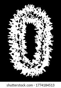 Metal music band's font.White letter with smudges on black background.