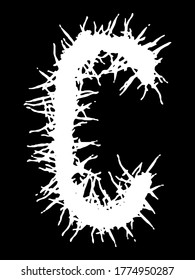 
Metal music band's font.White letter with smudges on black background.