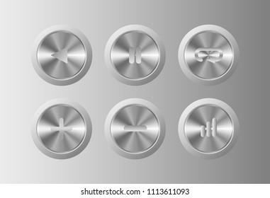 Metal music button set,Vector illustration.