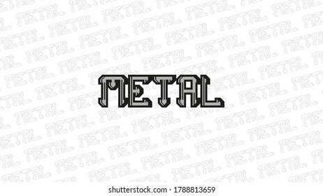 Metal music lettering background. Vector text illustration.