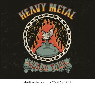 Metal music is in my soul. born to be rock stars. Guitar with eagle artwork. Heavy metal music poster design. Eagle rock t shirt design. Rock and roll print design. Chain with fire  art.