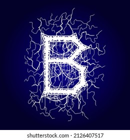 Metal music style font.Grunge letter on dark blue background.