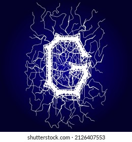 Metal music style font.Grunge letter on dark blue background.