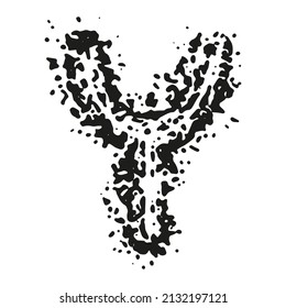 Metal music style font.Grunge splatter letter on white background.