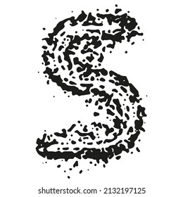 Metal music style font.Grunge splatter letter on white background.