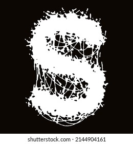 Metal music style letter.White font with smudges.