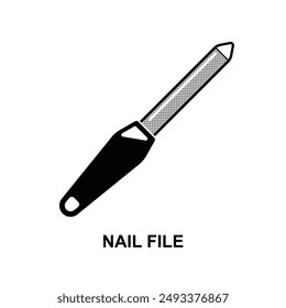 Metal nail file icon. The small file of metal or cardboard for trimming or shaping the fingernails isolated on background vector illustration.