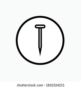 Metal Nail Icon. Carpentry Element Symbol - Vector Logo Template. 