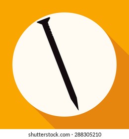 metal nail icon on white circle with a long shadow