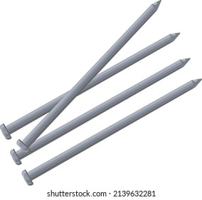 Metal nails, illustration, vector on a white background.
