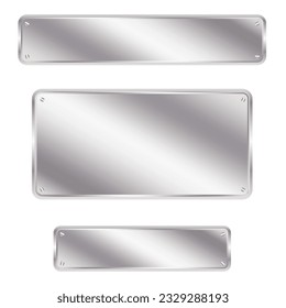 Metal name plate. Metal label with screws. Vector illustration. EPS 10.